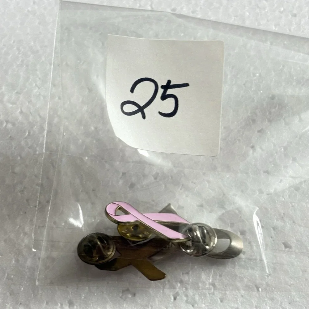 Lot 3 VTG Pink Ribbon Awareness Pins Breast Cancer Support‎ Enamel & Rhinestone